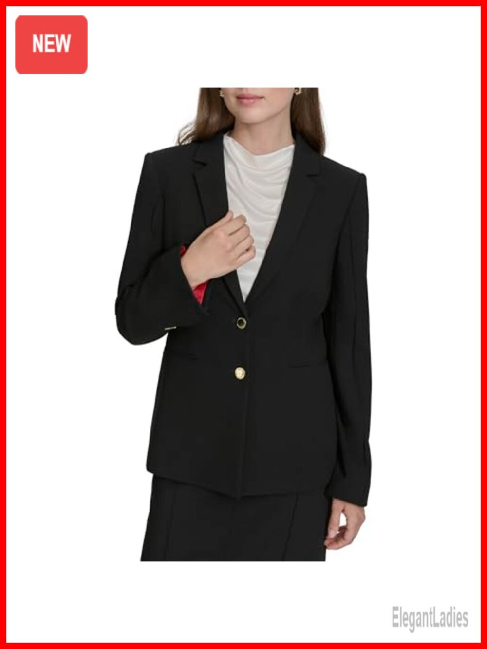 Wool Blend Two Button Workwear Blazer Notch Collar Office